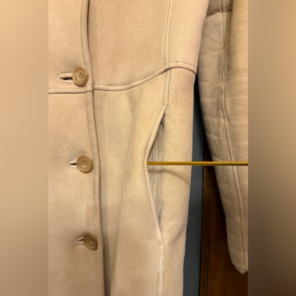 J.Crew Shearling 100% Leather Tan Penny Lane Style Wool Lined Coat Runs small ! - Picture 4 of 12